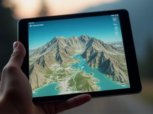 Image representing a digital map showing a mountain route